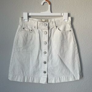 Gap White Button-Front Denim A-Line Skirt Women’s Size 25 100% Cotton
